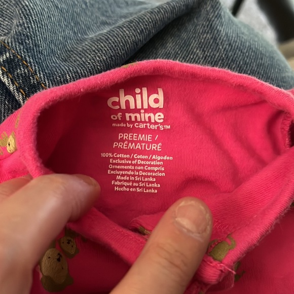 Child of Mine by Carter’s pink monkey footie pajamas preemie - Picture 3 of 4